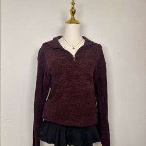 vintage 90s sage harbor burgundy purple half zip up fleece old money preppy